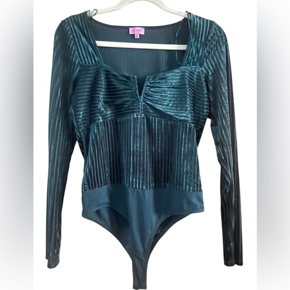 miami Tops - Mi Ami Deep Green velvet bodysuit